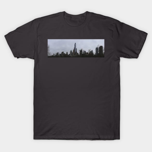 NYC One World Tower with grey Manhattan Panorama T-Shirt by Christine aka stine1